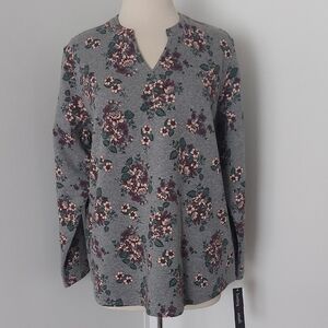 Chic Floral Gray Blouse